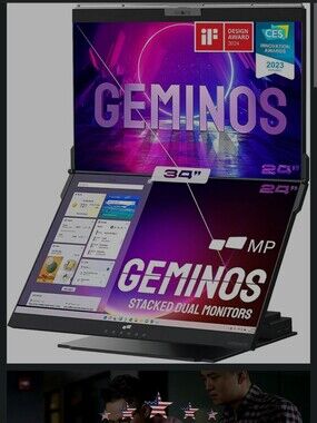 Geminos 34" Stacked Dual Monitor - Purple Gradient